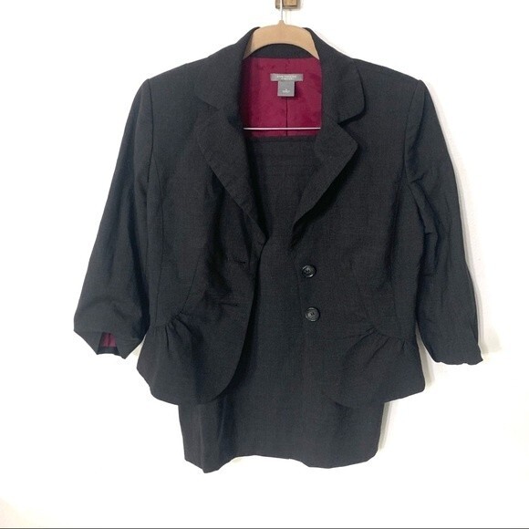 ANN TAYLOR | 2 piece dark grey jacket skirt - Picture 2 of 10